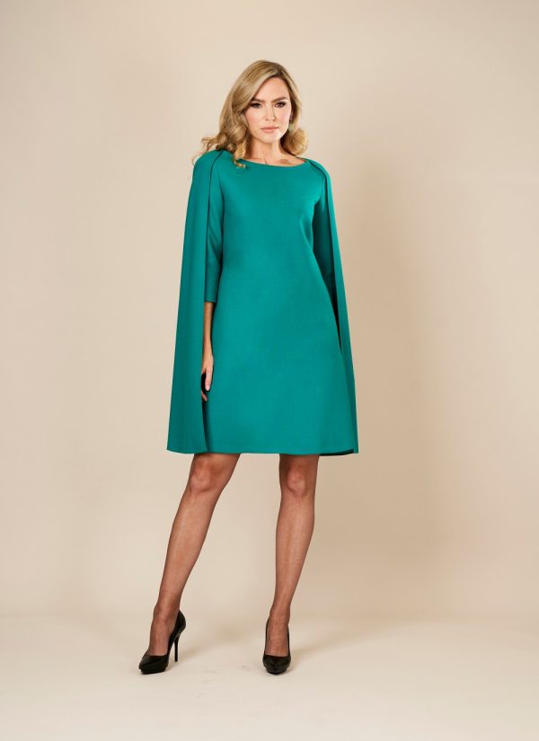 Green Cape Midi Dress by Maire Forkin Designs