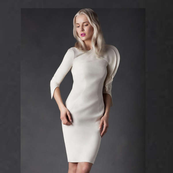 Iorah Ivory midi wool dress