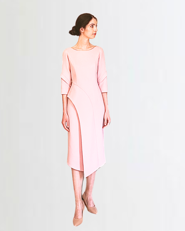 Ice Pink Wool Asymmetrical tailored Dress